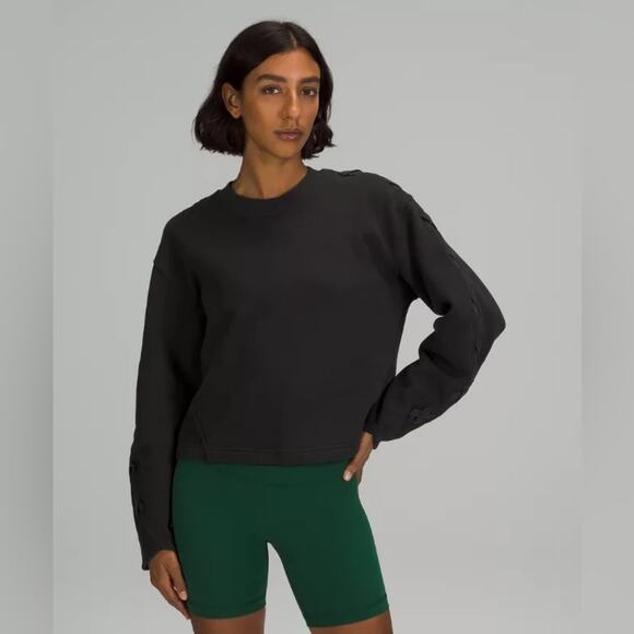 Lululemon Braided Sleeve Pullover Black Size 10 - Picture 1 of 12